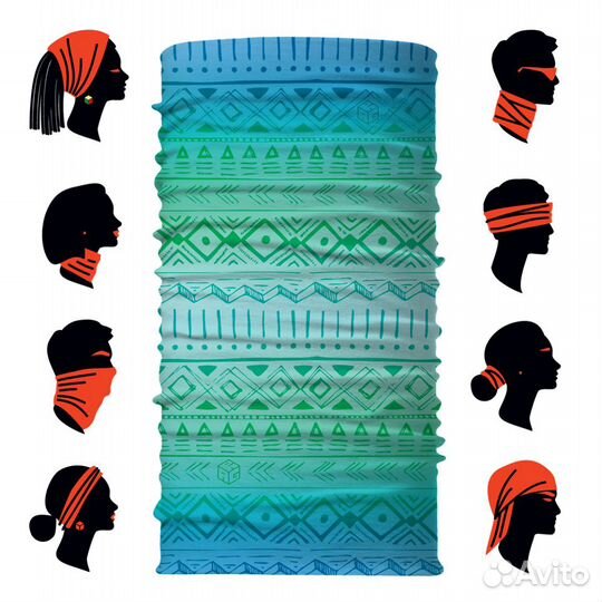 Бандана-бафф орнамент сине-зеленый 926