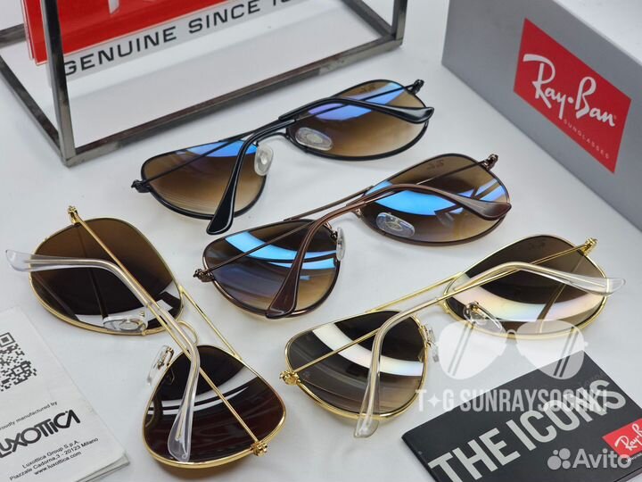 Очки Ray Ban 3025 Aviator Large Metal Коричневые