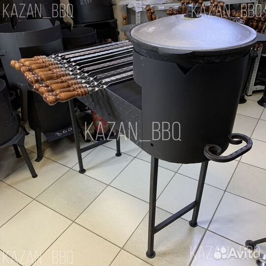 Казан 8 л чугунный с мангалом