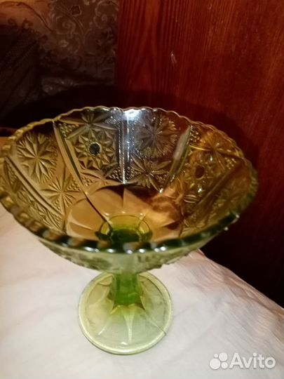 Ваза (конфетница), стекло, пресс, СССР, 1930-40 гг