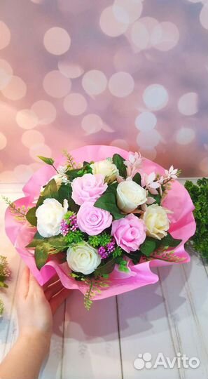 Подарок маме Букет цветов из мыла Розы