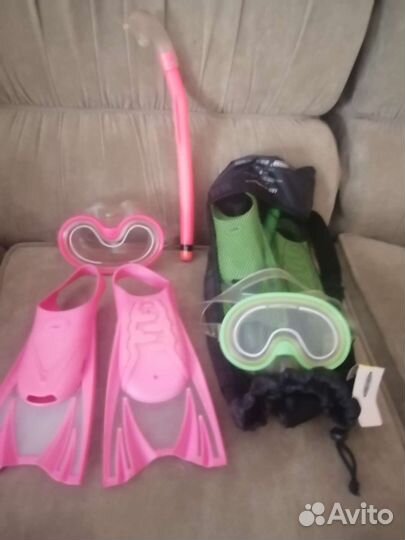Детский набор для плавания маска трубка ласты