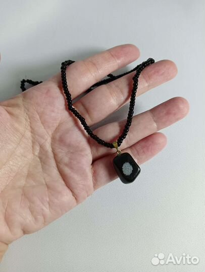 Комплект браслет и подвеска чёрные