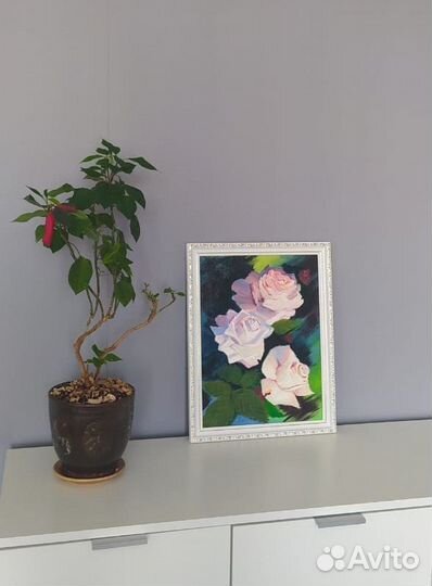 Картина акрилом с цветами Розы