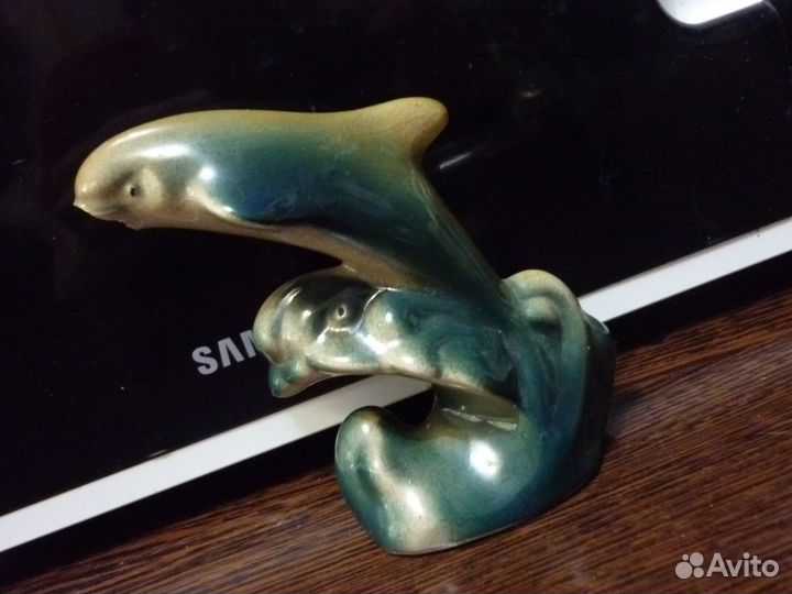 Фигурка Дельфин, СССР керамика, б/у, 10 см