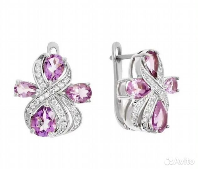 Серебряные серьги с аметистом