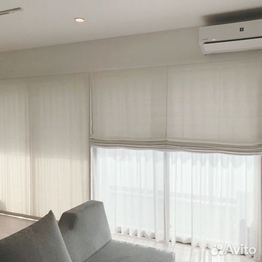 Римские шторы с тюлем