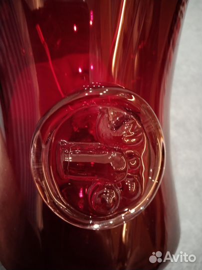 Кружка-ваза рубинового оттенка, стекло, СССР