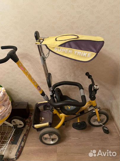 Велосипед трёхколёсный с ручкой