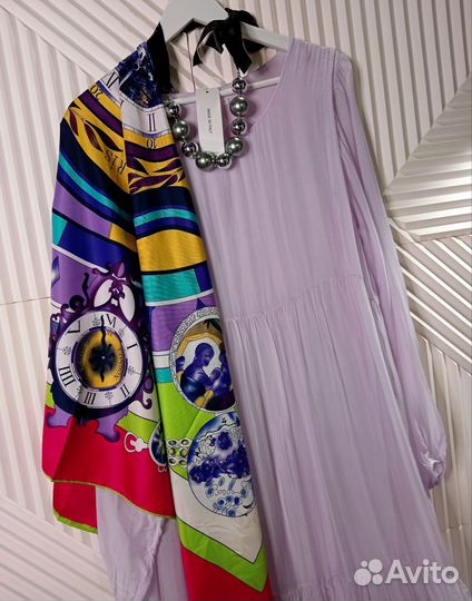 Изумительное лавандовое шелковое платье