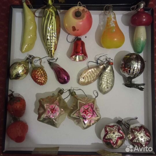Елочные игрушки СССР стекло картон