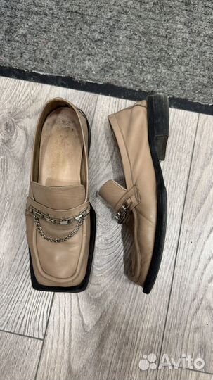 Лоферы бежевые натуральная кожа 37
