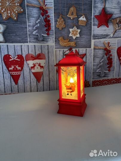 Новогодние украшения для дома Световой фонарь20 см