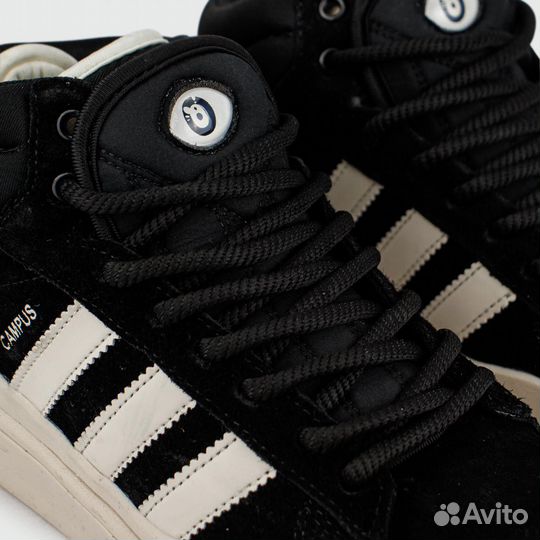 Кроссовки Adidas Campus Black / White with Fur