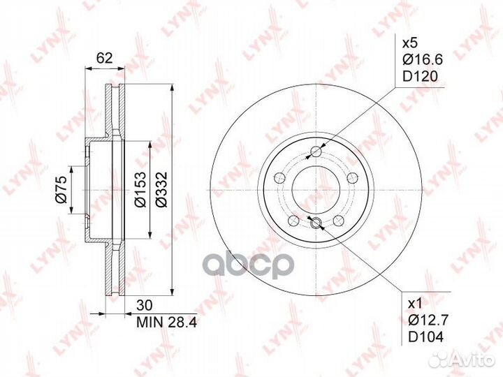 Диск тормозной перед BN1006 lynxauto