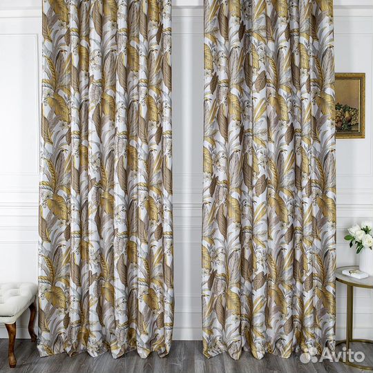 Шторы рогожка Доминик янтарь новые пошив