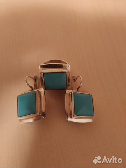 Комплект серебряный,бирюза проба 925