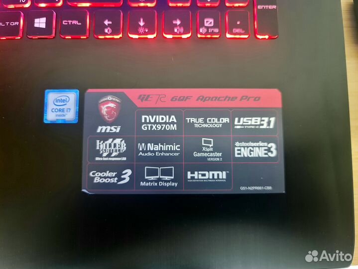 Игровой ноутбук MSI GE72 6QF Apache Pro