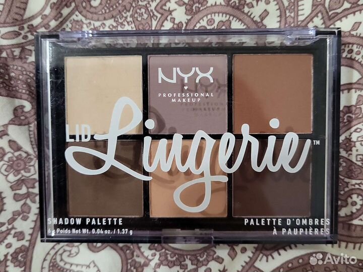 Базовая палетка теней nyx lid lingerie 6 цветов