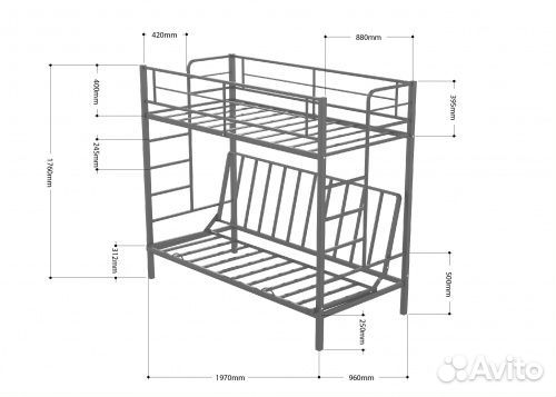 Двухъярусная кровать-диван Дакар 1