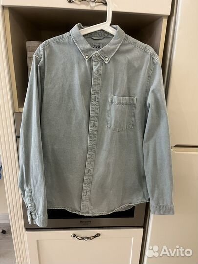 Джинсовая рубашка zara (S/M)