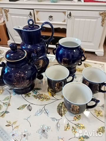 Чайный сервиз. Новгород. Кобальт с позолотой Бронн
