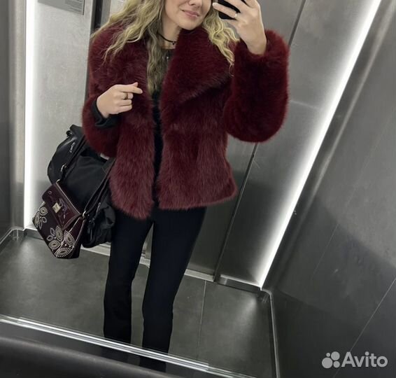 Искусственная шуба бордовая