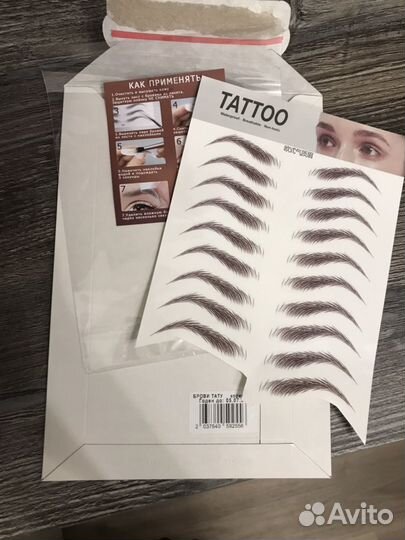 Временные брови тату, наклейки