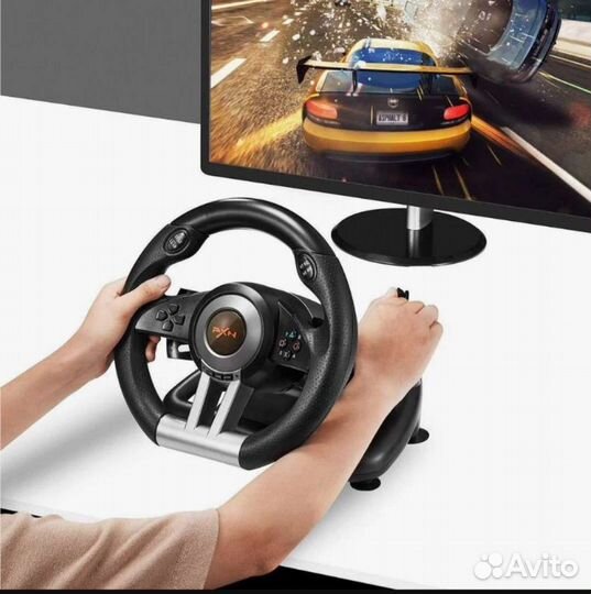 Гоночный руль с педалями PXN V3 Pro черный