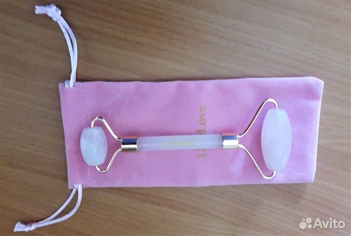 Роликовый массажер для лица LineLove розовый кварц