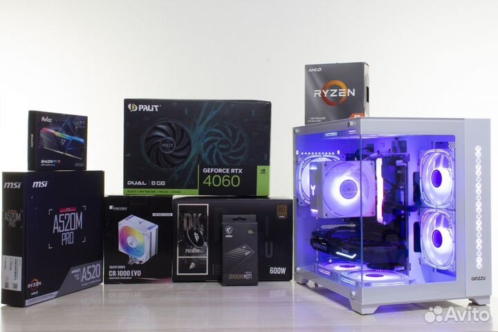 Игровой компьютер / RTX 4060 / Ryzen 5 5500 / 16GB