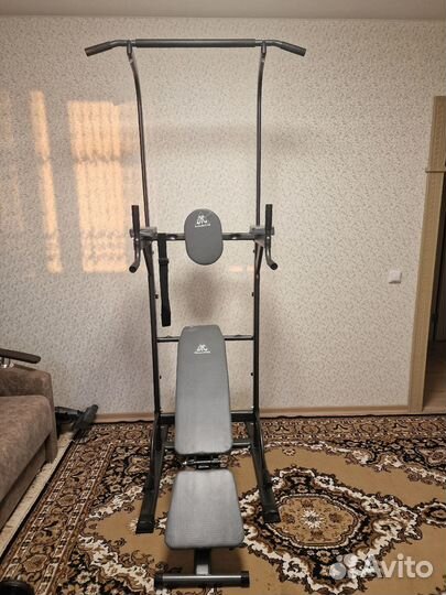 Напольный турник-брусья со скамьей Power Tower 3в1