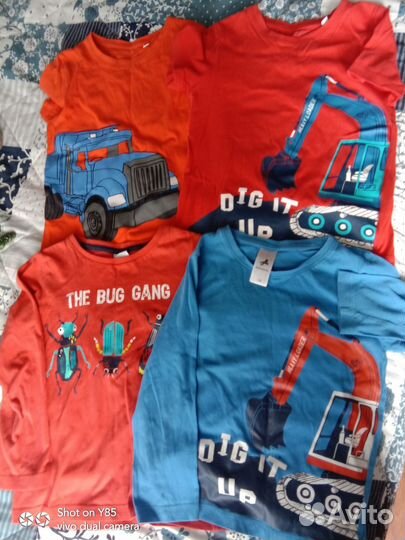 Футболки, лонги для мальчика hm 110 116 (5 штук)