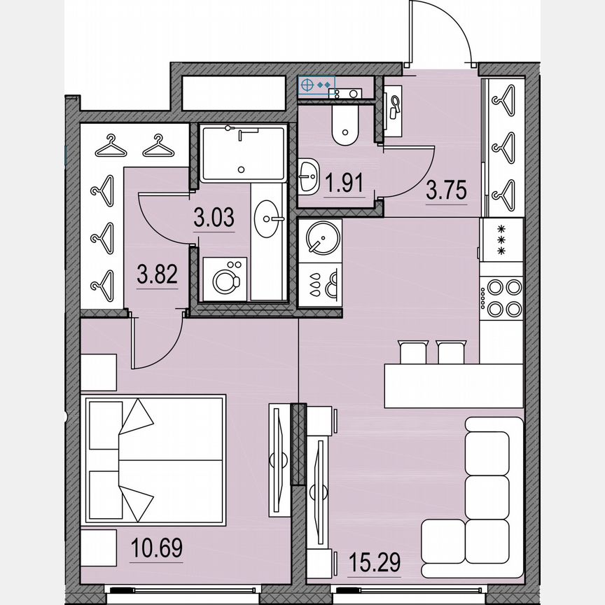 1-к. квартира, 38,5 м², 15/17 эт.