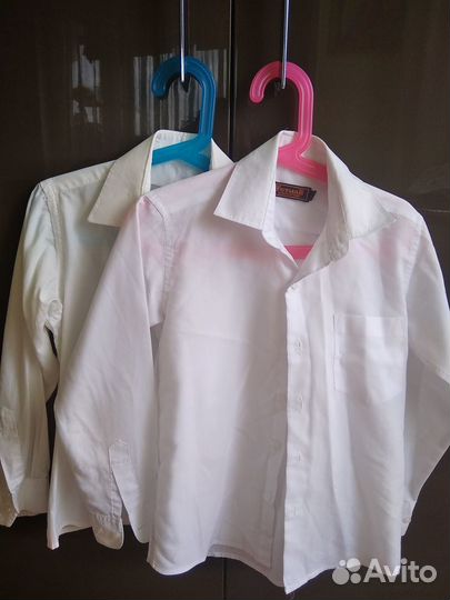 Рубашки белые и голубые на мальчика р.116 до 128