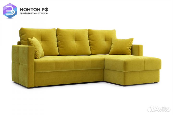 Диван угловой дельфин Вита горчичный