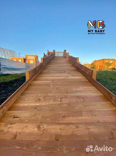 Зимняя деревянная горка Snow Fox, скат 10 м