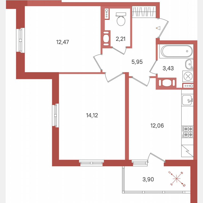 2-к. квартира, 52,2 м², 6/11 эт.
