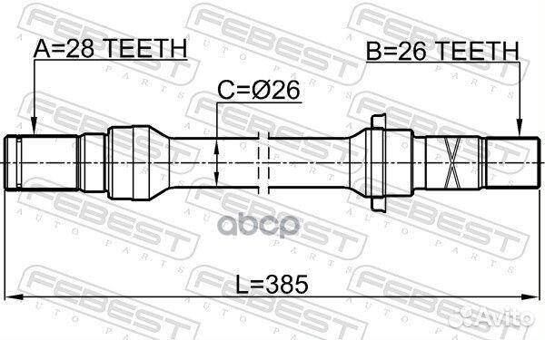 Полуось правая 26X385X28 подходит для mazda FAM