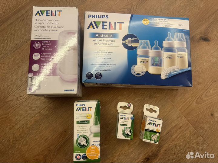 Бутылочки и подогреватель Avent