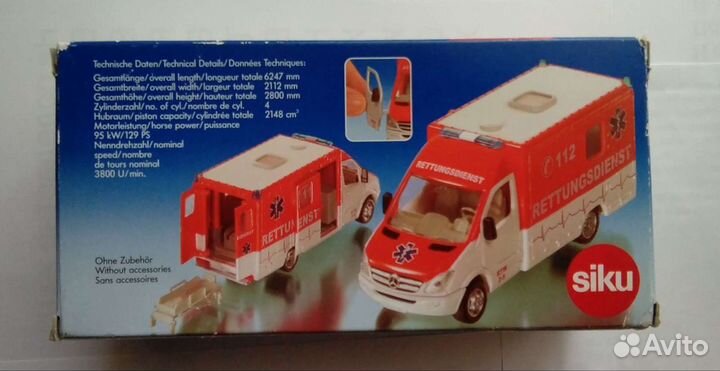 Модель от фирмы siku Mercedes Benz sprinter скорая