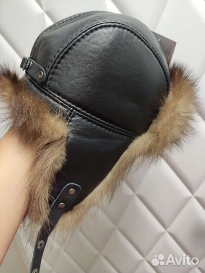Новая шапка-ушанка натуральная кожа/нат. мех