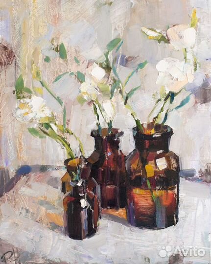 Картина маслом цветы натюрморт
