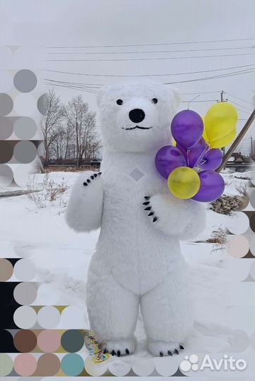 Поздравление от белого мишки 2,6м, белый мишка