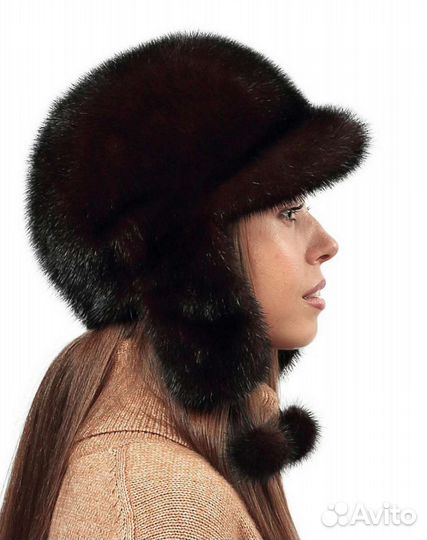 Кепка (шапка-ушанка) норковая женская