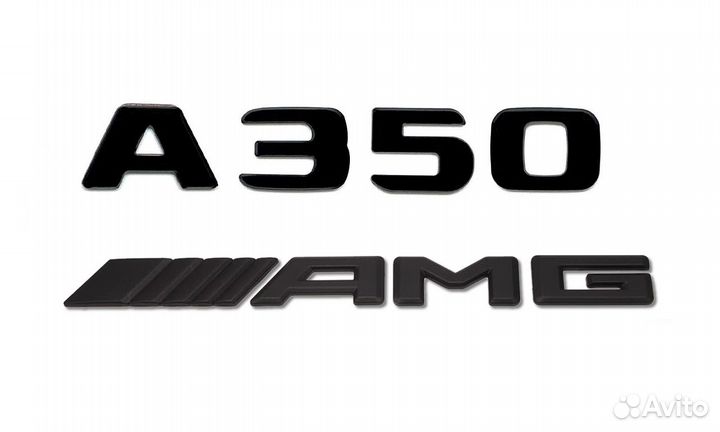 Комплект: шильдик Mercedes A350 + AMG черный