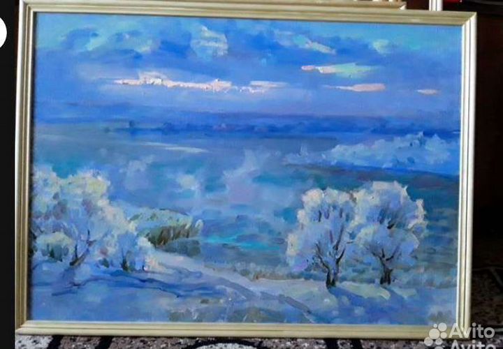 Картина маслом зимний пейзаж