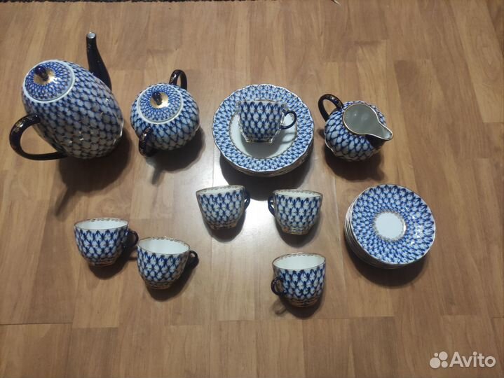 Сервиз кофейный «кобальтовая сетка» лфз