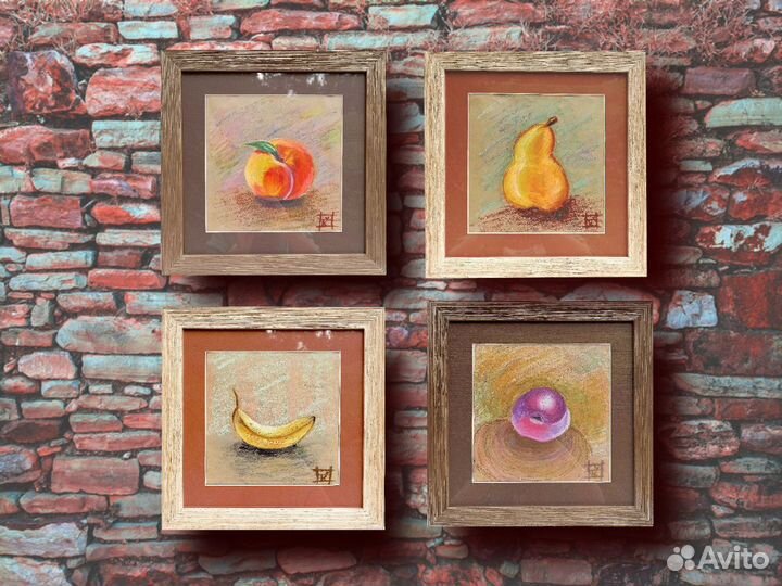 Котенок, картина 21х21, пастель