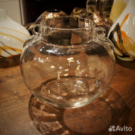 Большая стеклянная ваза. Ручная работа